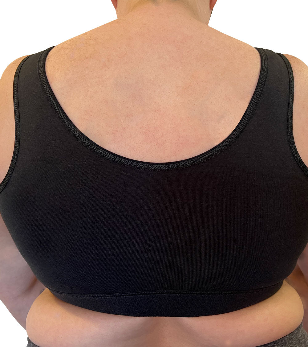 Easy Open Velcro Front Closure Bra, #1009 Black