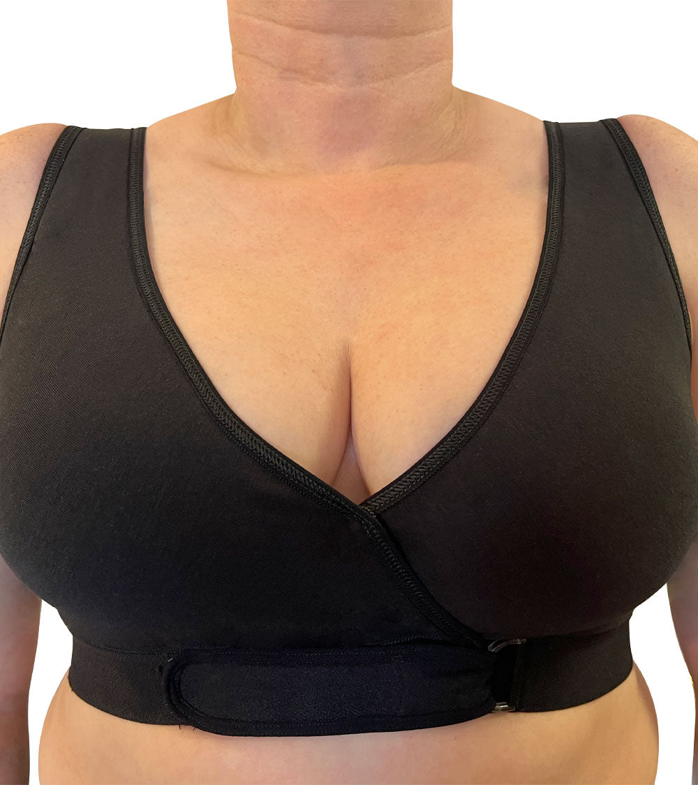 Easy Open Velcro Front Closure Bra, #1009 Black