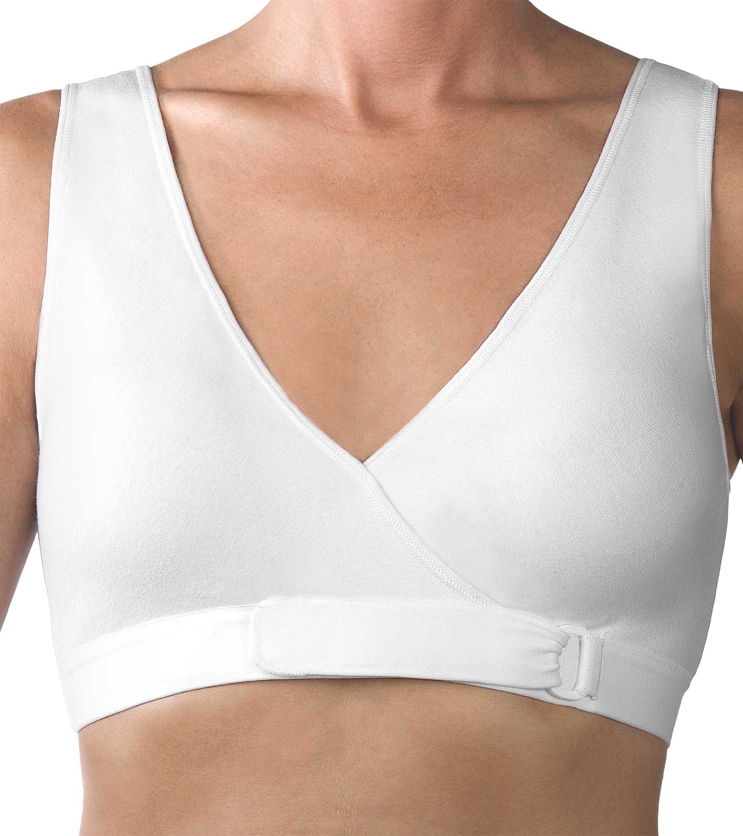 Easy Open Velcro Front Closure Bra, #1009 White