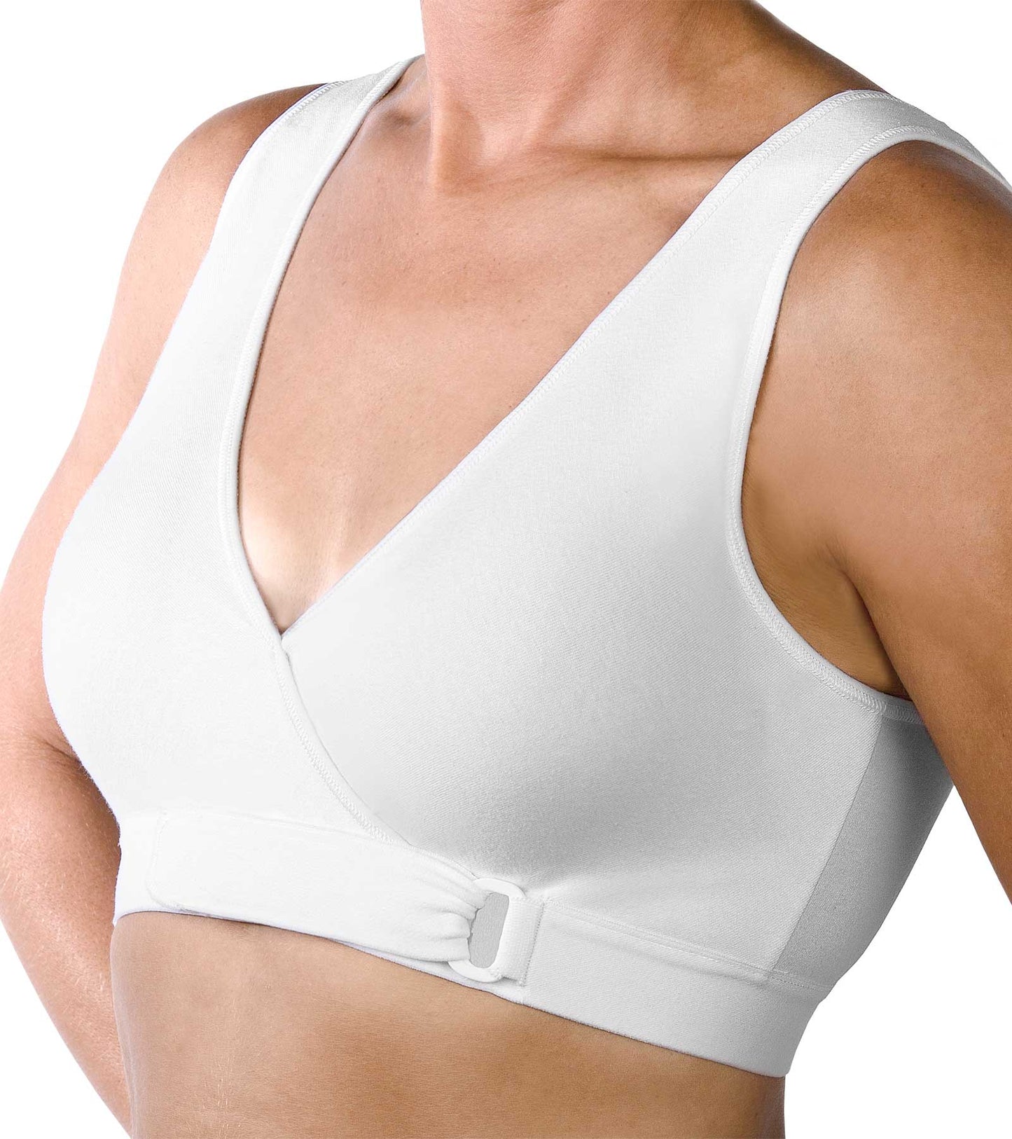 Easy Open Velcro Front Closure Bra, #1009 White