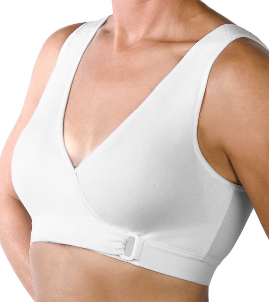 Easy Open Velcro Front Closure Bra, #1009 White
